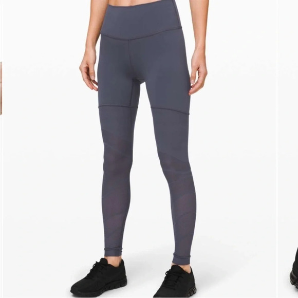 EUC Lululemon 28" High Rise Sheer Will HR Tight Pulse Size 4 Stone Blue Leggings - Picture 2 of 7